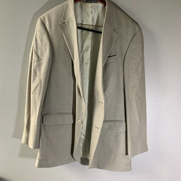 Oscar de la Renta Silk Wool Viscose Blend Tan Suit Blazer Sport Jacket Size 46L - Picture 14 of 14